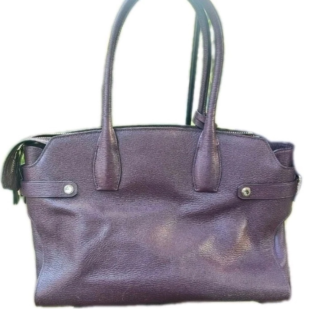 Henri Bendel Carlyle Purple Pebbled Leather Satchel - Picture 9 of 11